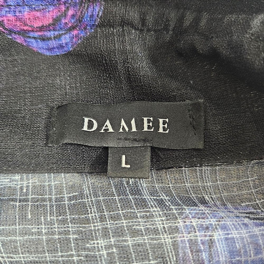Damee New York Abstract Swirl Print Button Up Shirt Black Size L artsy lagen - Picture 9 of 11